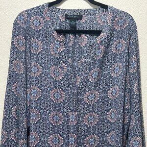 Faith & Zoe blue and pink pullover blouse, 2X